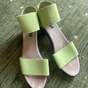 Lime Green Elastic Strap Sandals